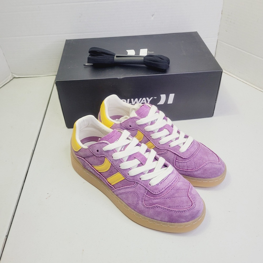 Coolway Women's Goal Sneakers EU 37 (US 6.5) Purple Yellow Suede Low Top Shoes